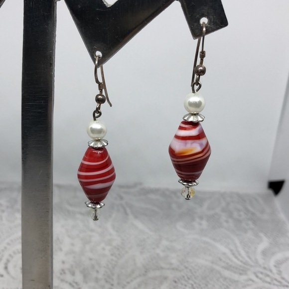 Vintage artisan Murano art glass style sterling silver earrings - Picture 4 of 4